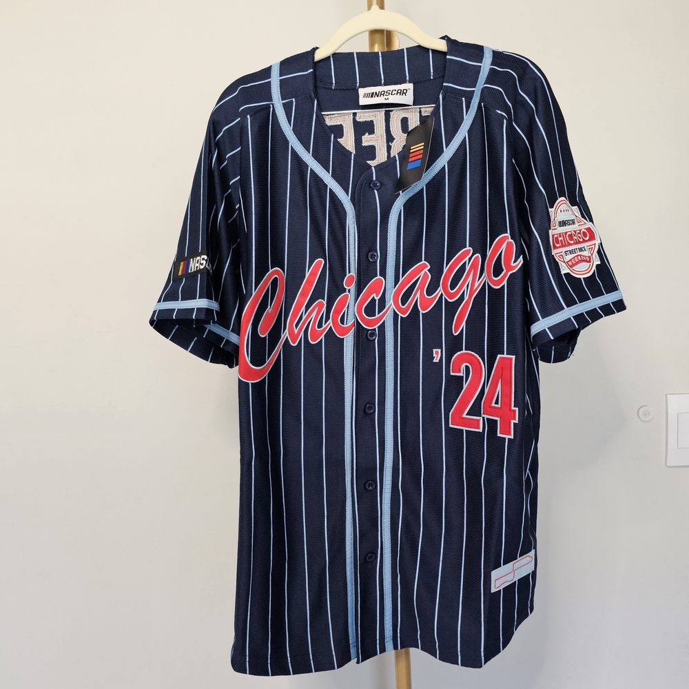 Racing Baseball Jersey-24 Mens M Chicago Street Race Nascar Jersey NWT